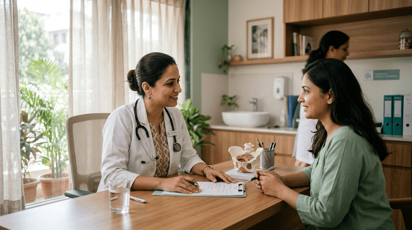 Ahana gynaecologist consulting with patient on women's health and pelvic care